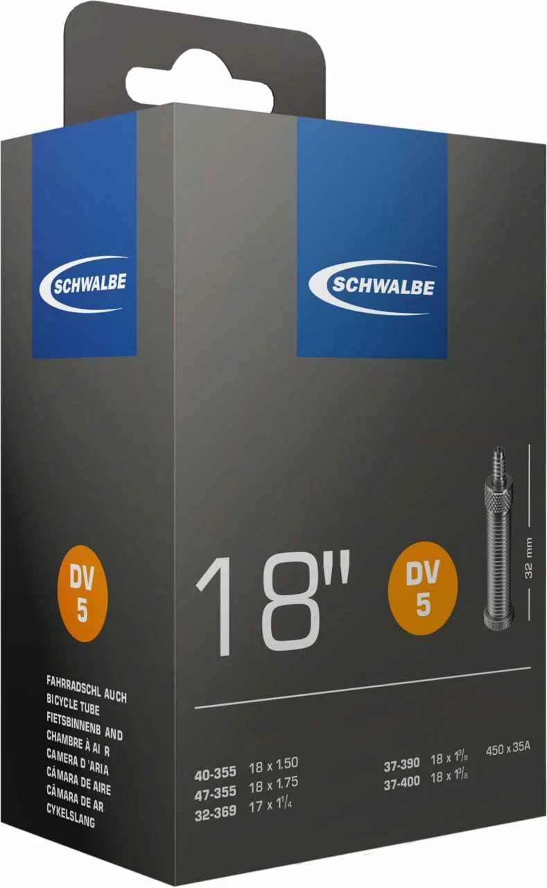 Tube Schwalbe DV 5 18x1 1/4-1.90,20x1.25"32/47-355/406 DV32 1 Tube Schwalbe DV 5 18x1 1/4-1.90,20x1.25"32/47-355/406 DV32